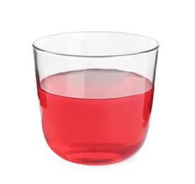 Tasty jelly dessert in glass on white background