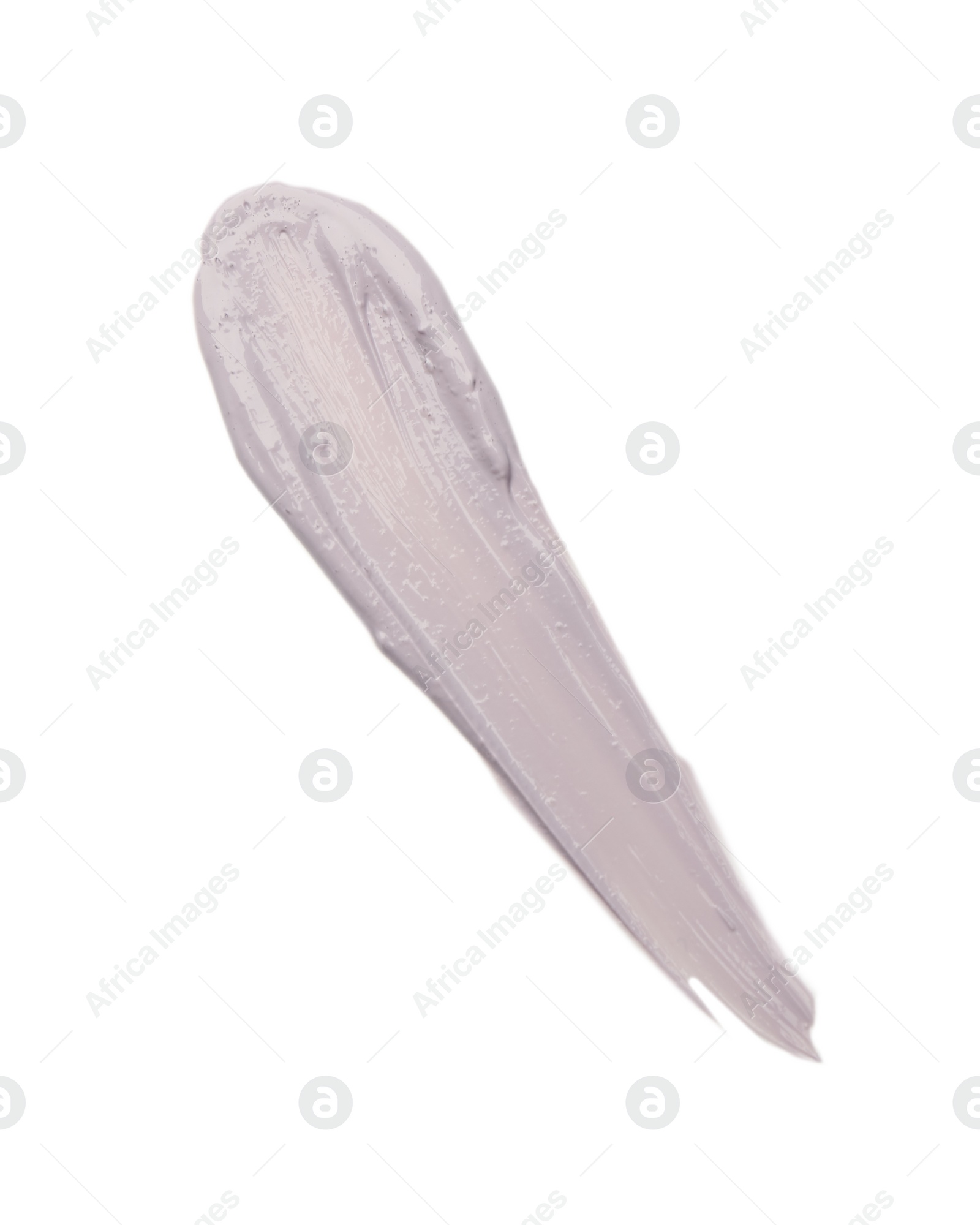 Photo of Stroke of purple color correcting concealer on white background, top view