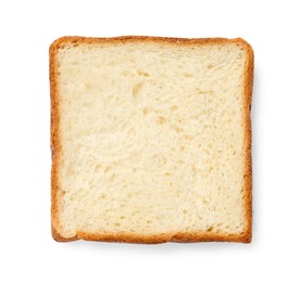 Photo of One piece of fresh toast bread isolated on white, top view