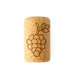 Wine cork with grape image isolated on white