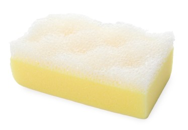 One new yellow sponge isolated on white