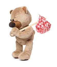 Photo of Cute teddy bear with bindle isolated on white