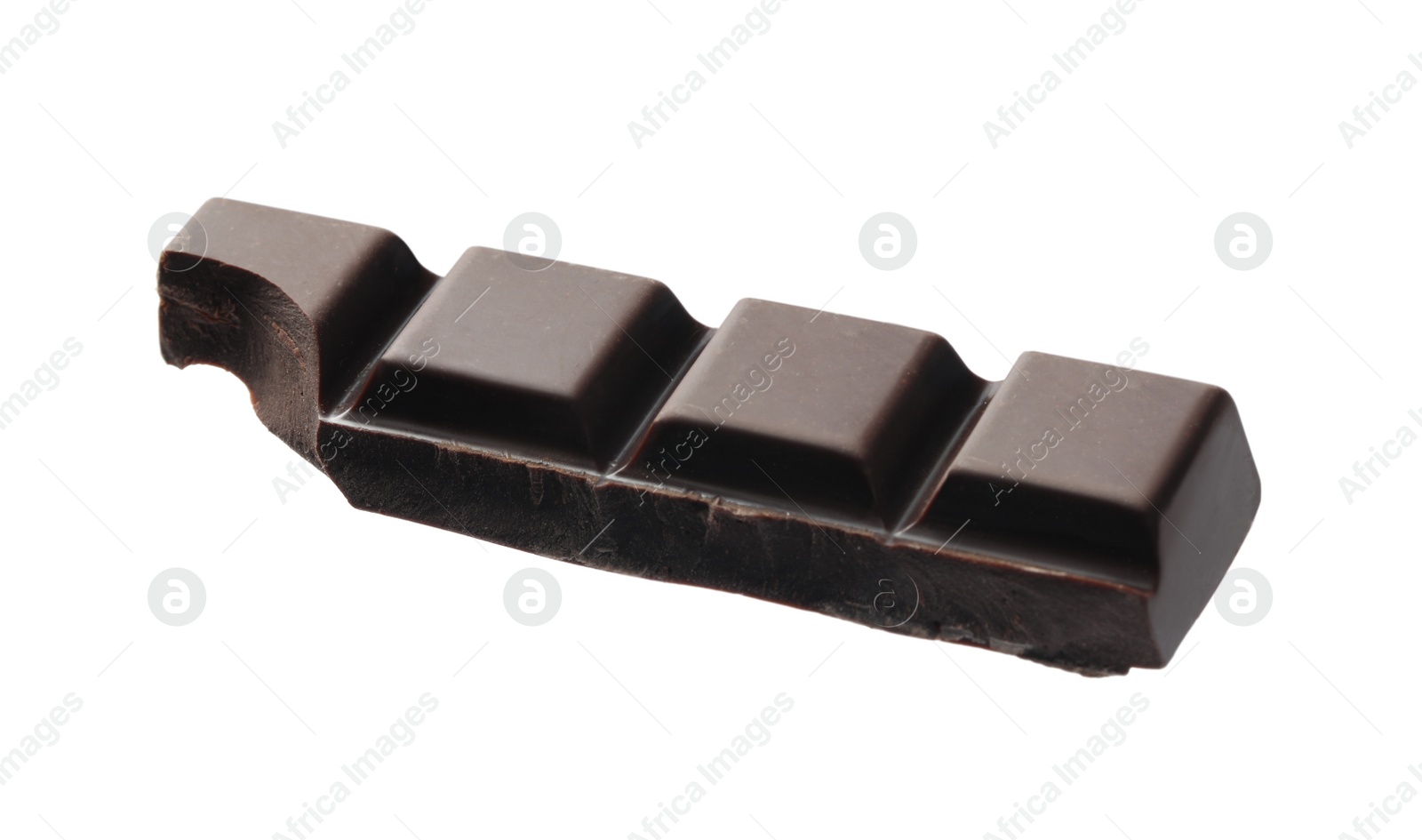 Photo of Piece of delicious dark chocolate isolated on white