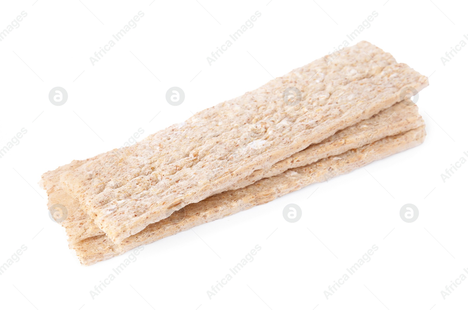 Photo of Tasty fresh rye crispbreads isolated on white