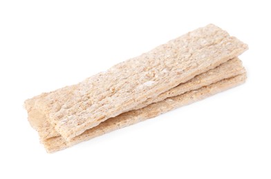 Photo of Tasty fresh rye crispbreads isolated on white