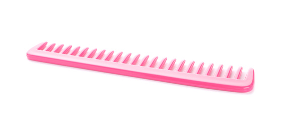 Photo of New pink hair comb isolated on white