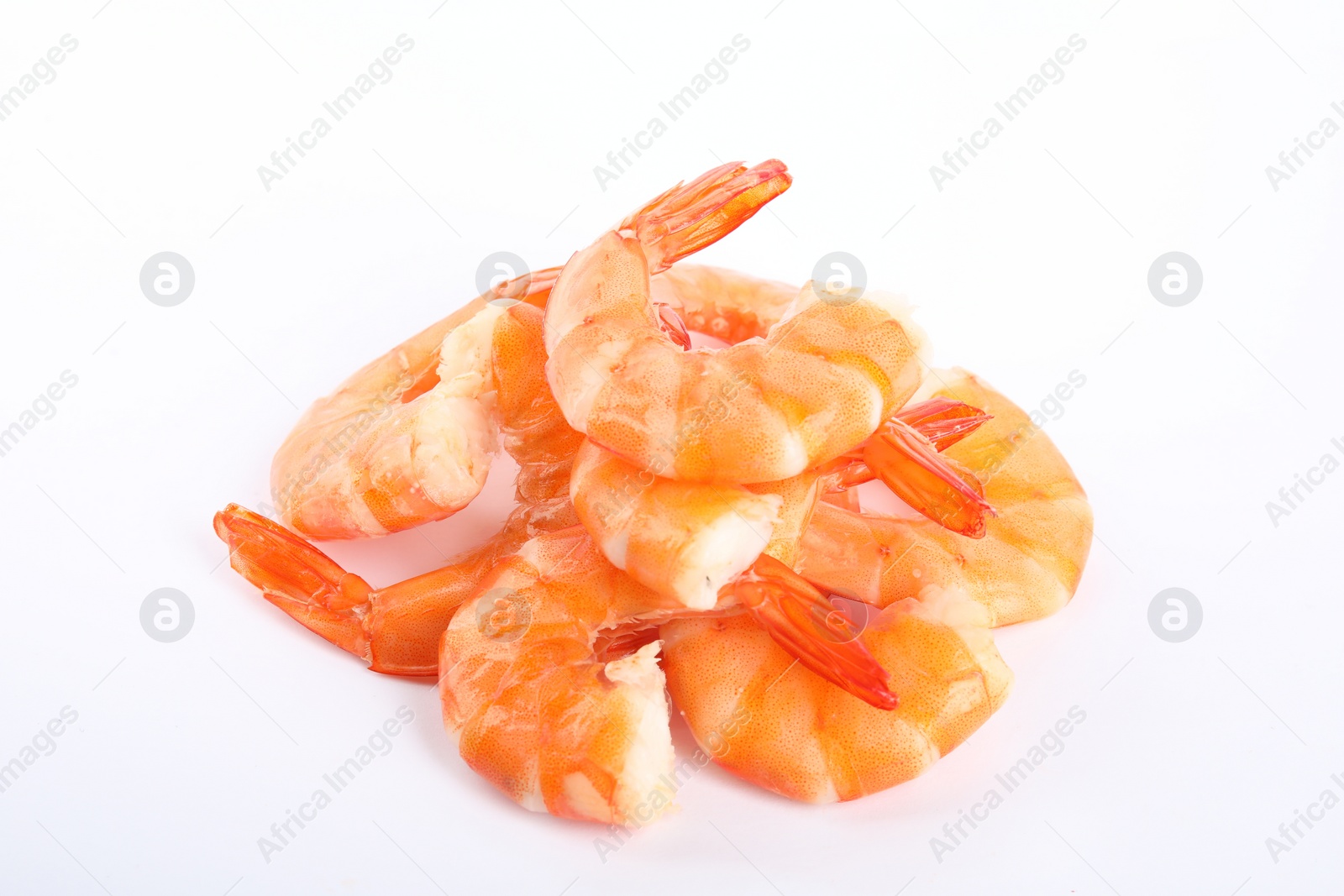 Photo of Delicious freshly cooked shrimps isolated on white