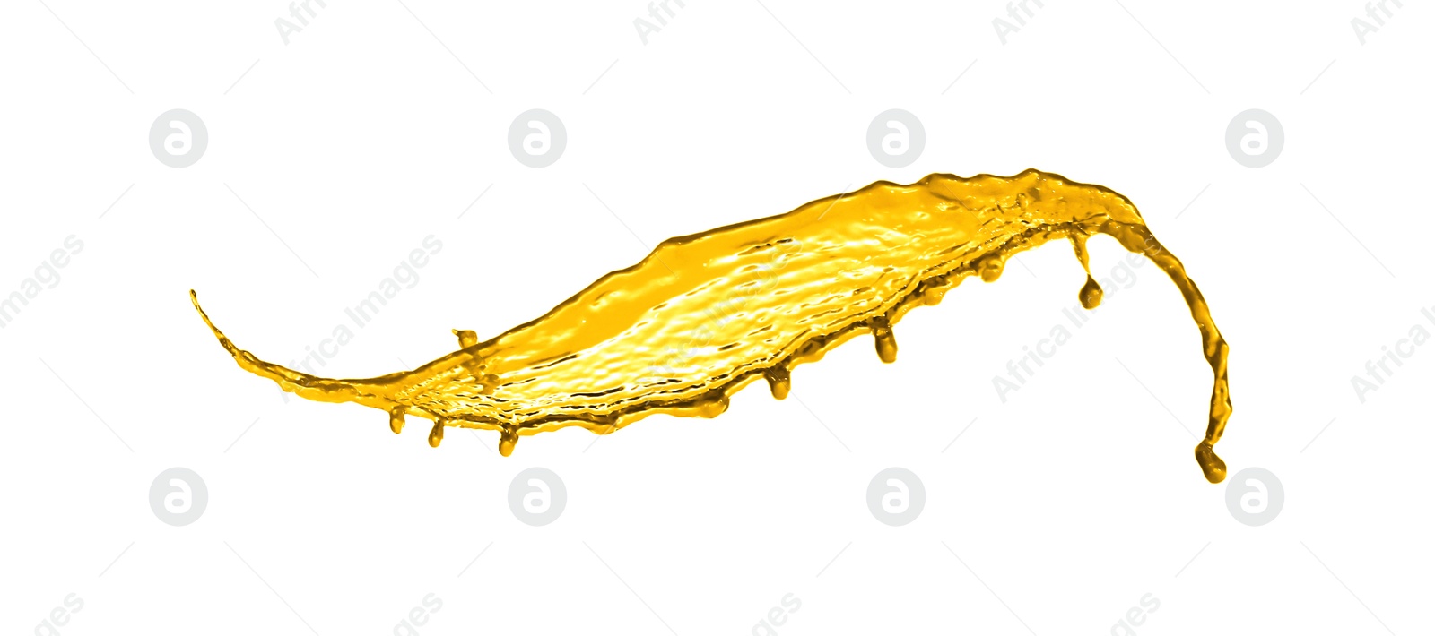 Image of Splash of golden oily liquid on white background