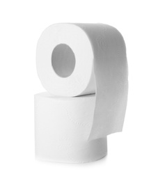 Rolls of toilet paper on white background. Personal hygiene