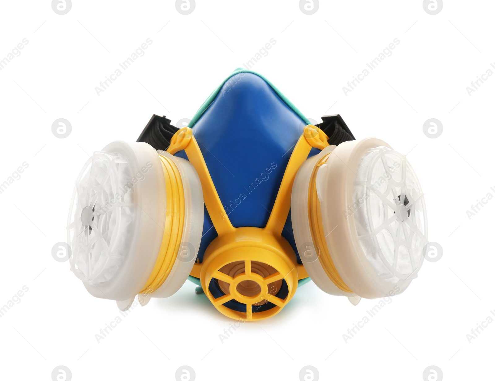 Photo of Respirator mask on white background. Safety equipment