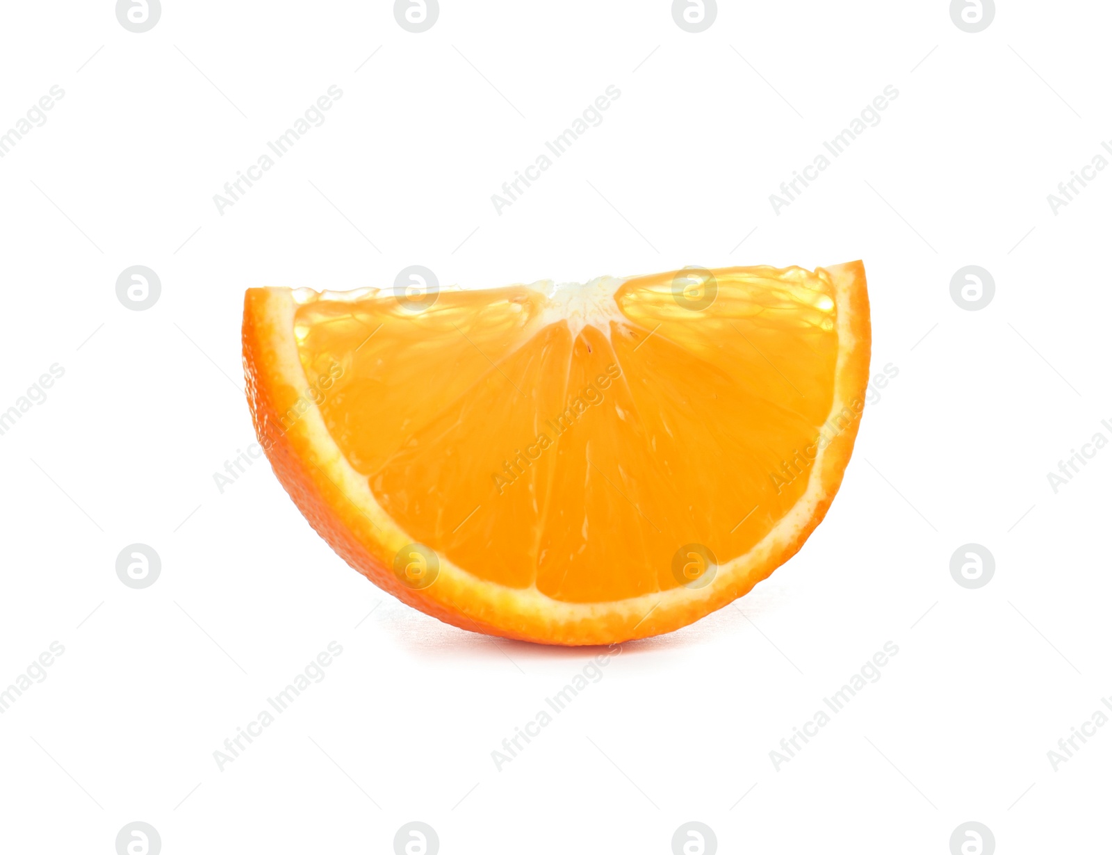 Photo of Slice of ripe orange isolated on white