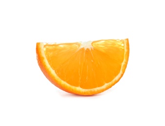 Photo of Slice of ripe orange isolated on white