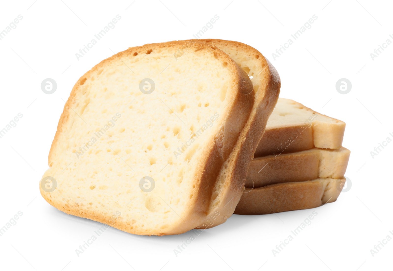 Photo of Slices of wheat bread isolated on white