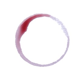 Photo of Red wine ring on white background, top view