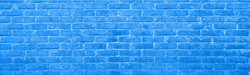 Texture of blue brick wall as background, banner design
