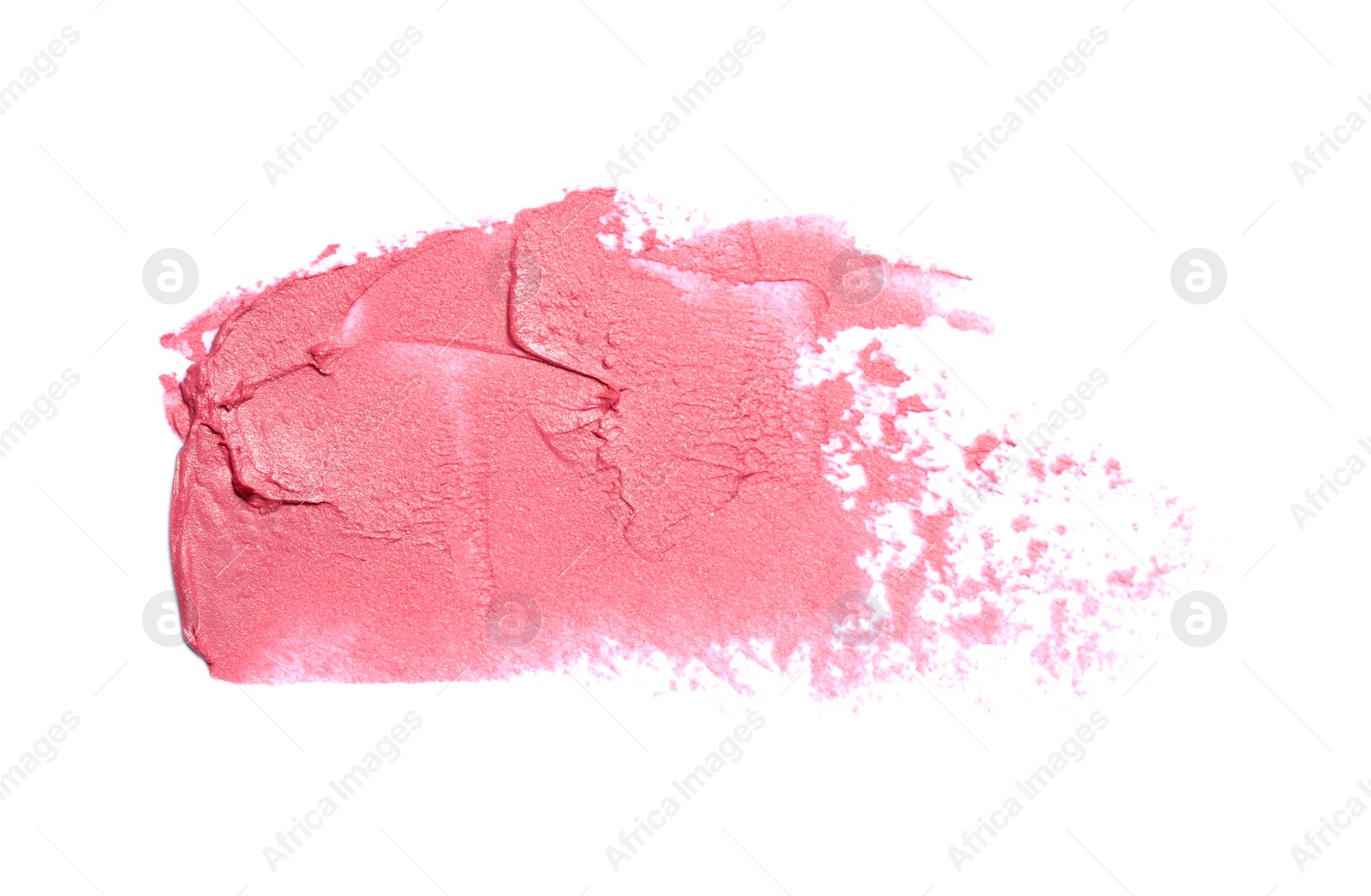 Photo of Smear of beautiful lipstick on white background, top view