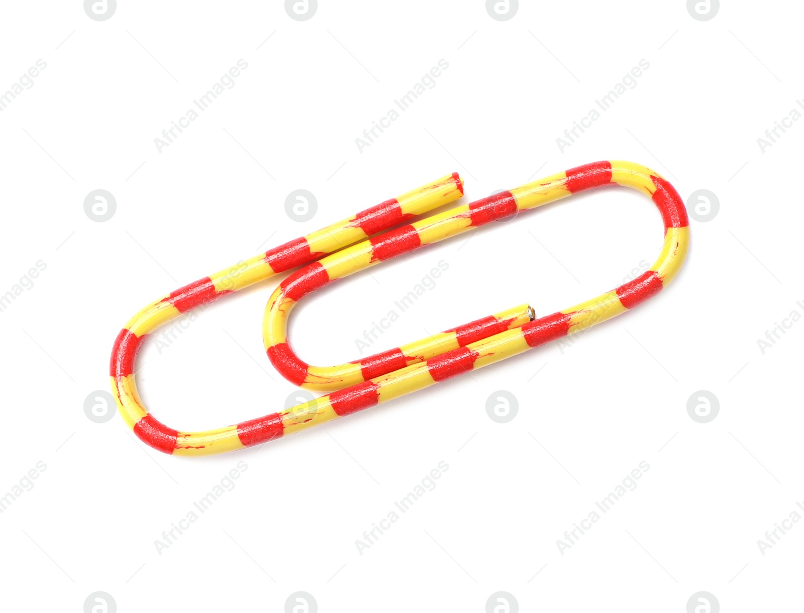 Photo of Paper clip on white background. School stationery