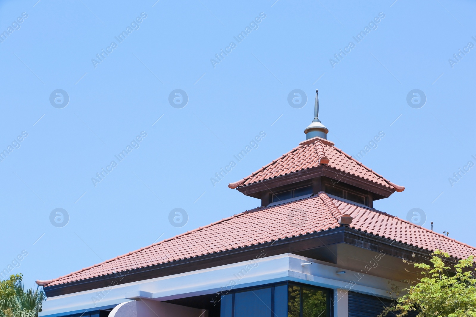 Photo of Roof of beautiful building on sky background