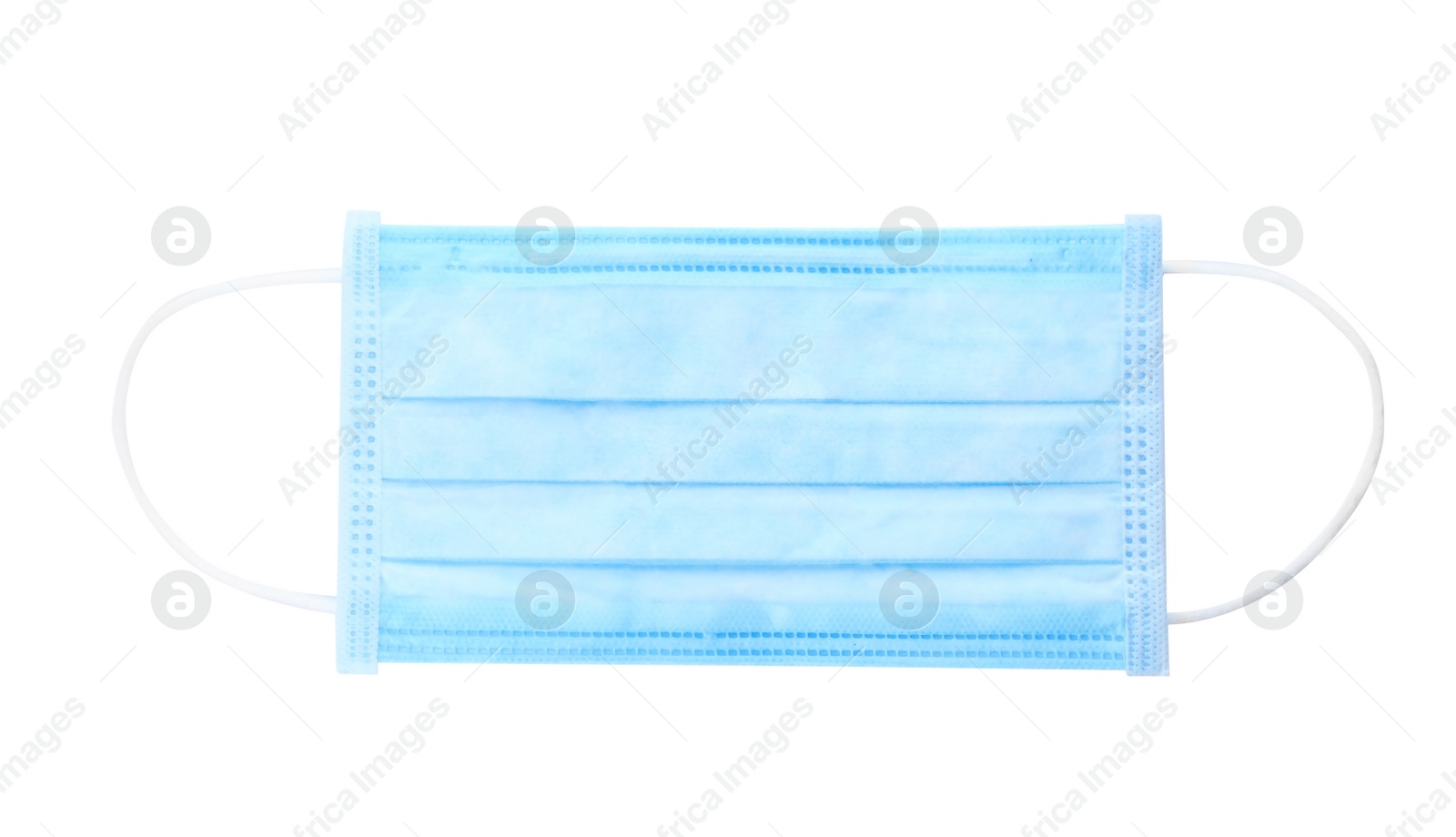 Photo of Medical protective mask on white background, top view. Health care