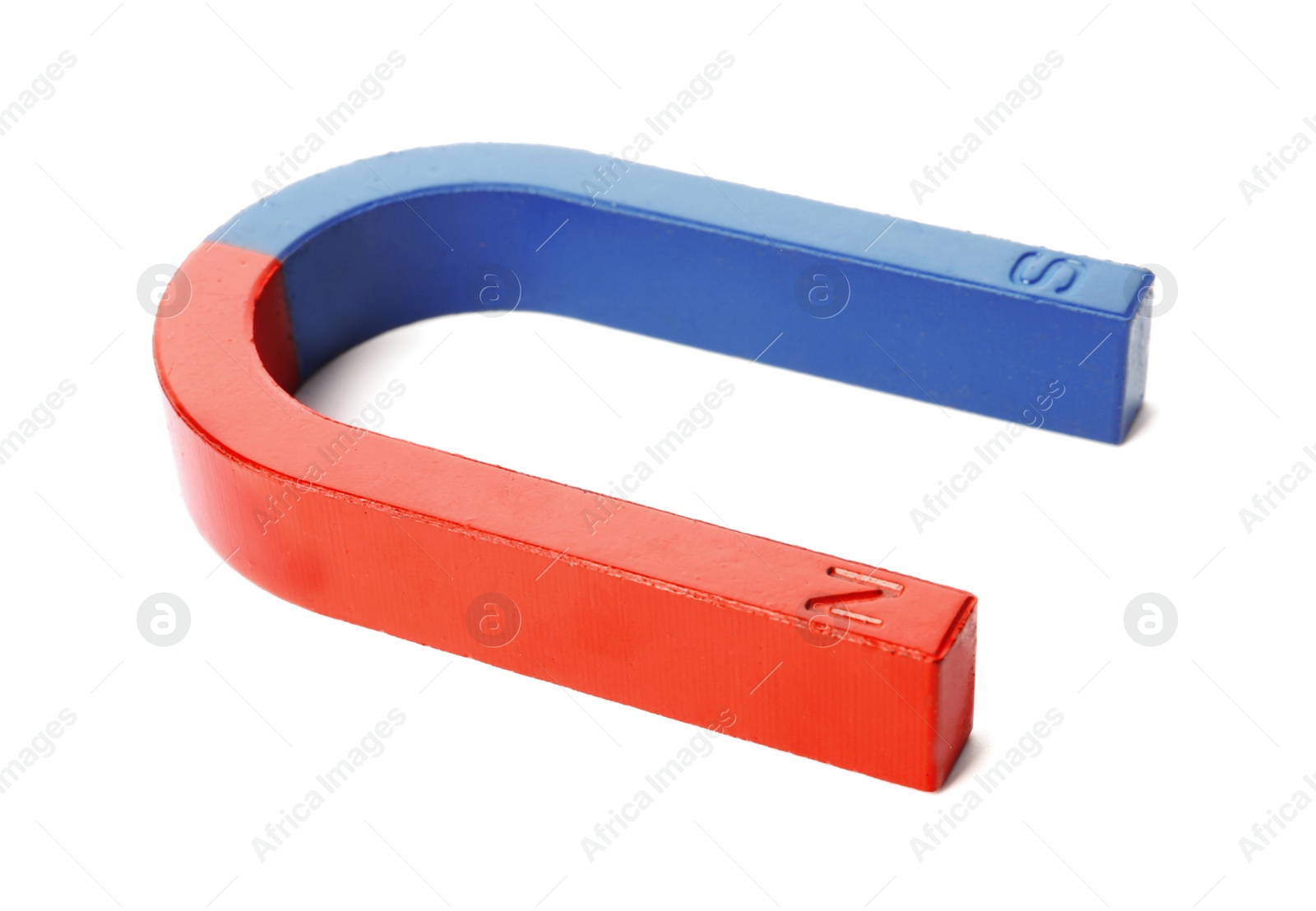 Photo of Red and blue horseshoe magnet isolated on white