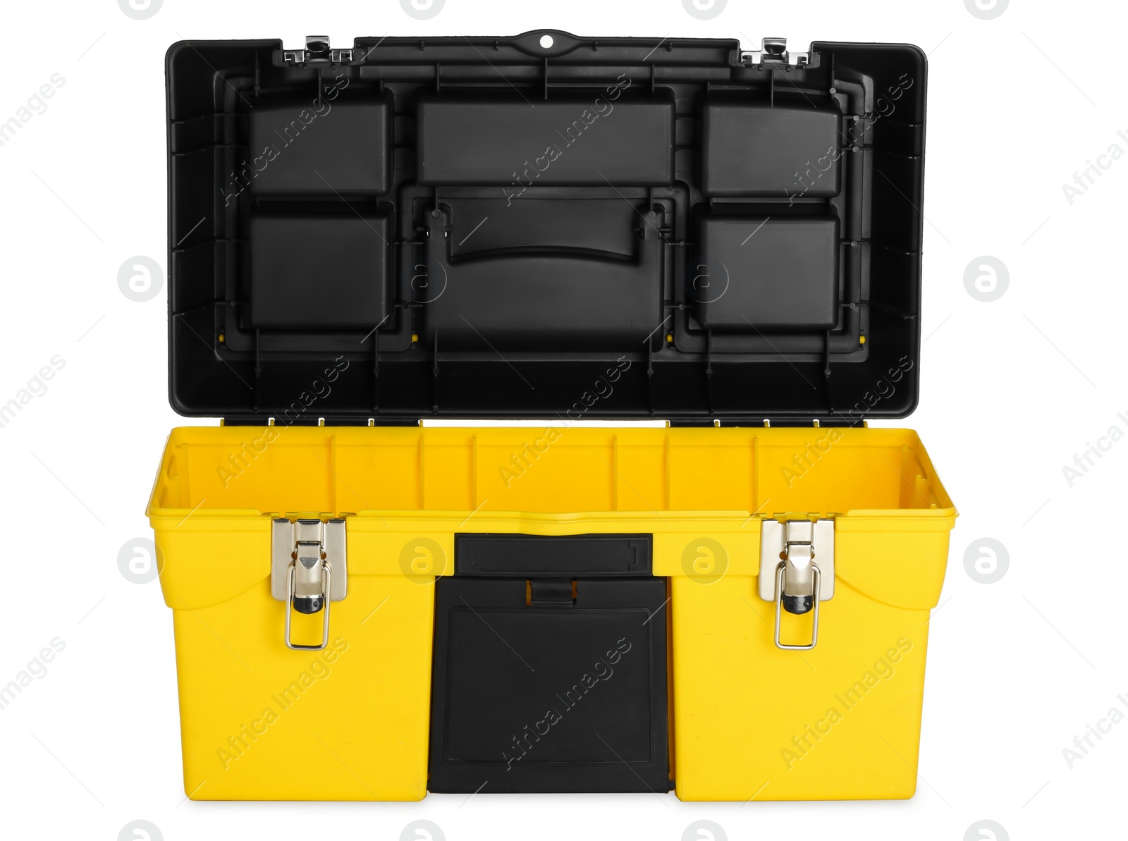 Photo of Plastic box for tools isolated on white