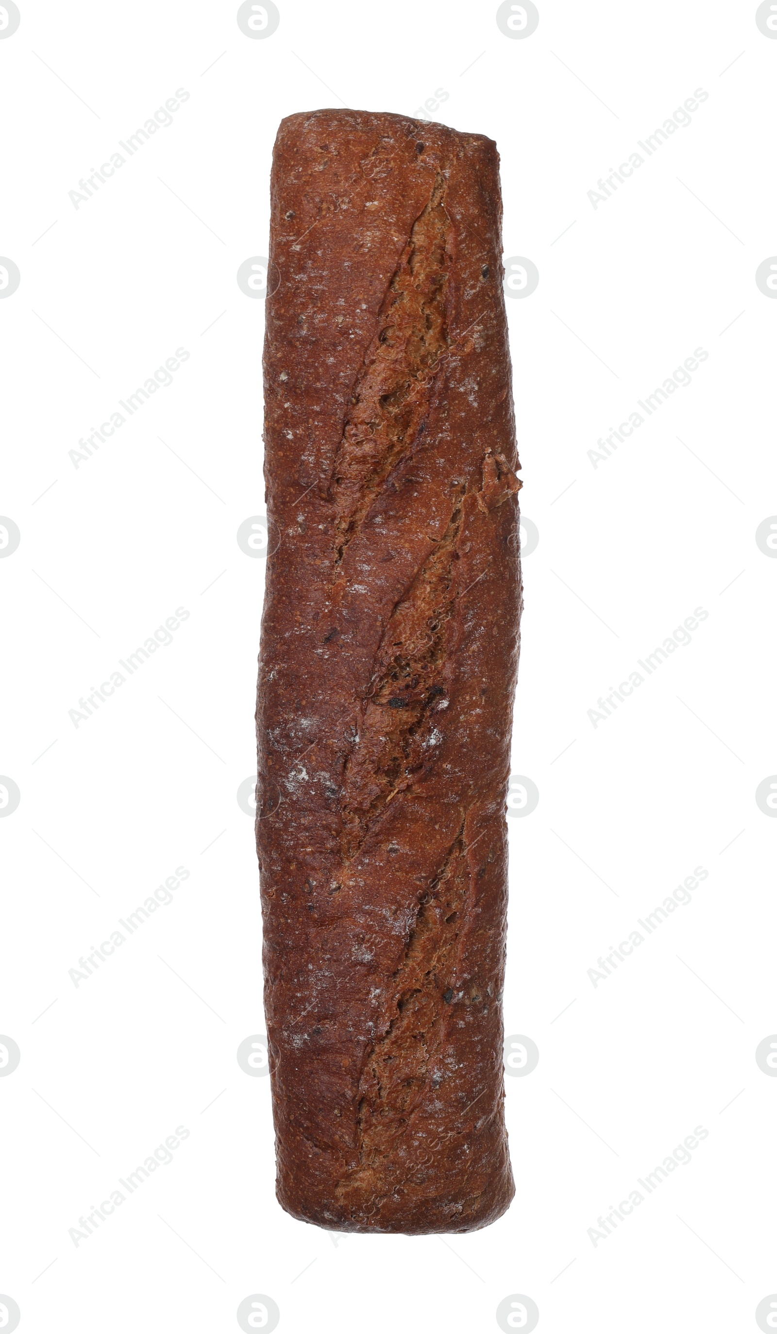 Photo of Tasty rye baguette isolated on white. Fresh bread