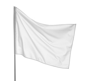 Photo of Blank flag isolated on white. Mockup for design