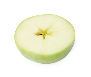 Photo of Slice of ripe green apple isolated on white