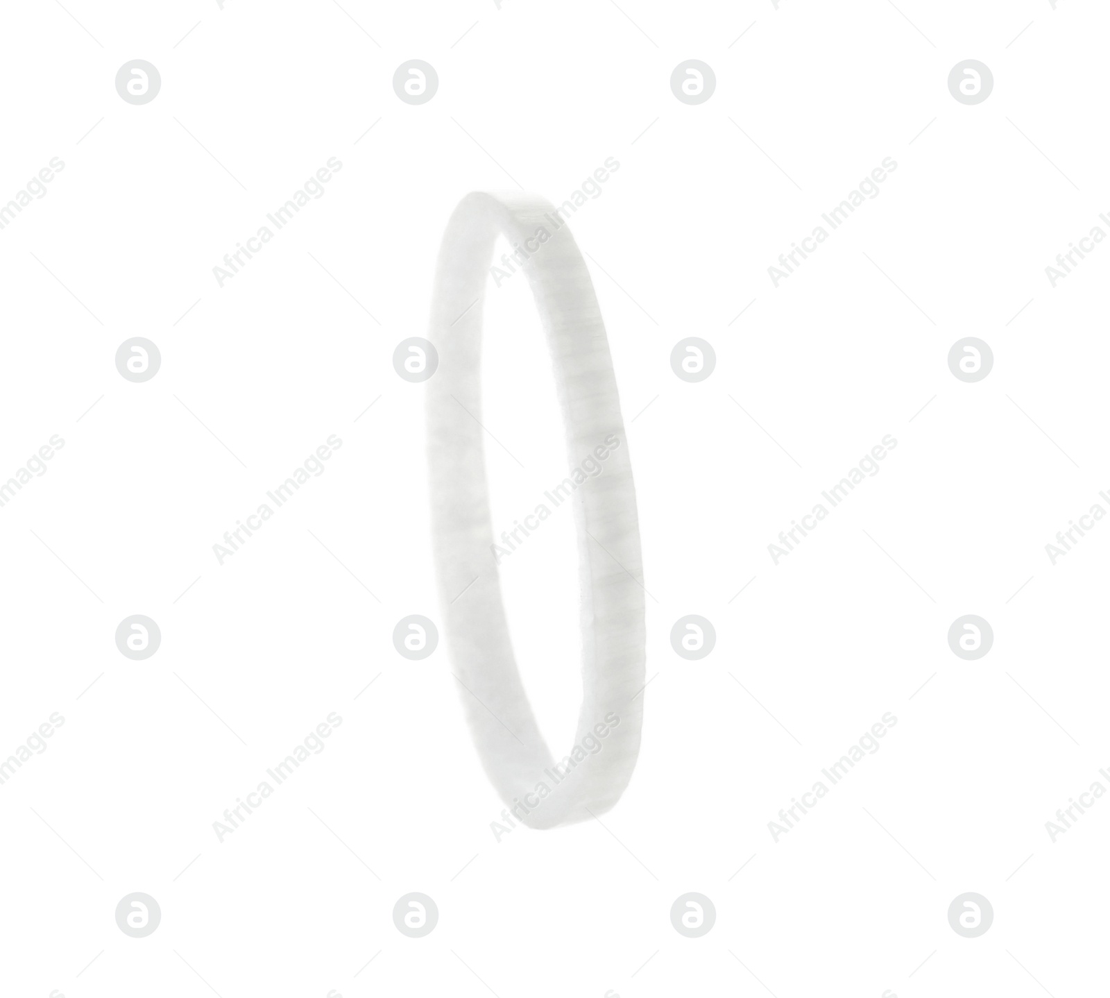 Photo of Fresh thin onion ring on white background