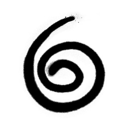 Illustration of Spiral drawn by black spray paint on white background