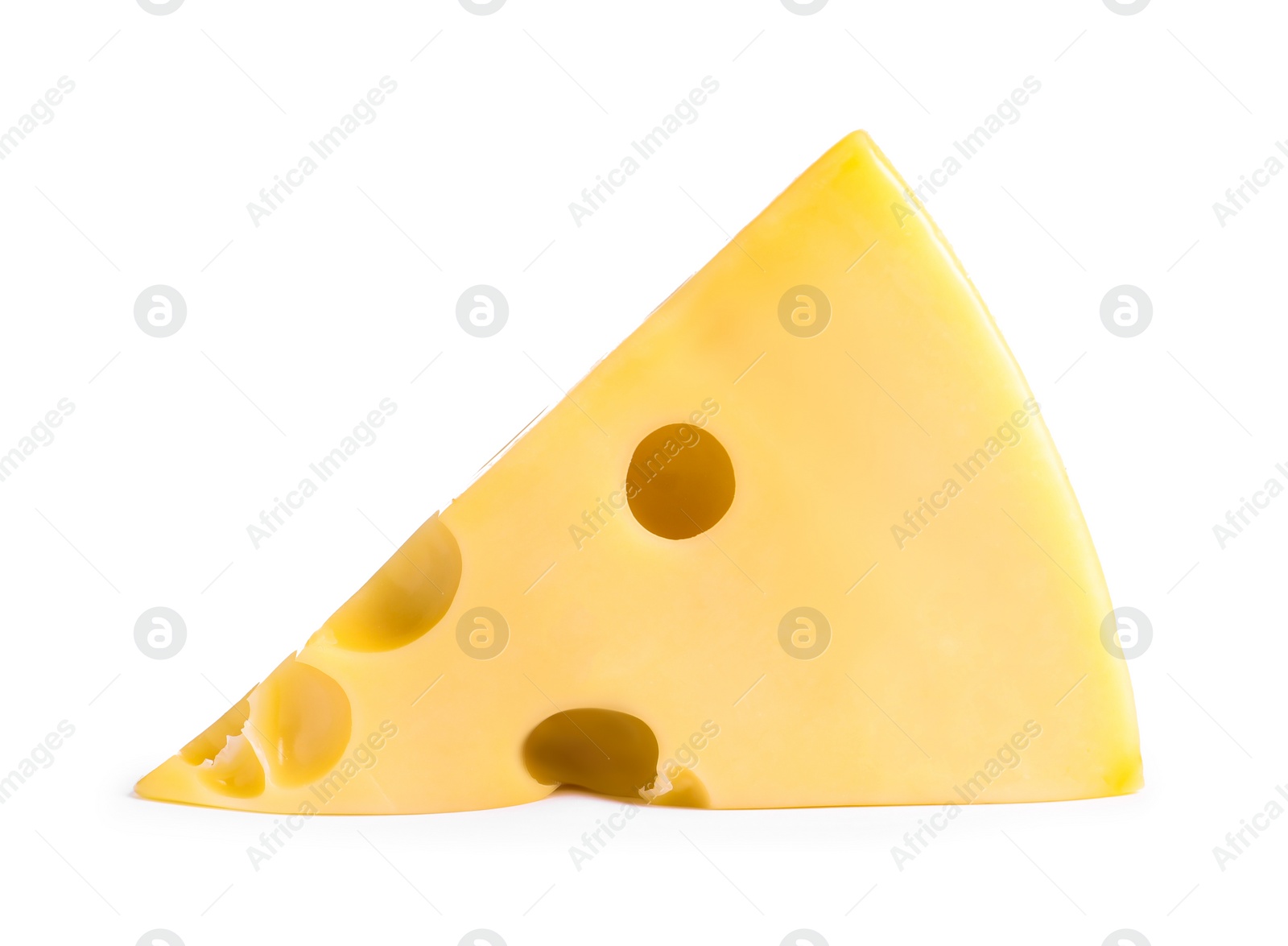 Photo of Piece of cheese with holes isolated on white