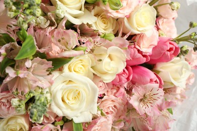 Photo of Beautiful bouquet of fresh flowers, closeup view