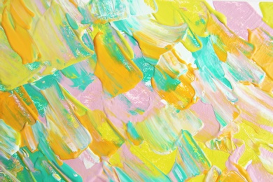 Photo of Abstract acrylic paint as background, top view