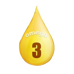 Image of Golden Omega 3 oil drop isolated on white
