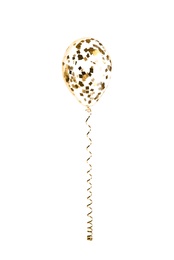 Photo of Bright balloon with sparkles on white background