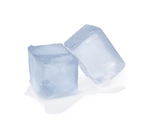 Photo of Crystal clear ice cubes isolated on white