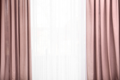 Photo of Window with elegant curtains indoors. Interior element