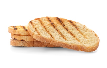 Photo of Toasted bread on white background