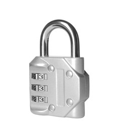 Modern padlock isolated on white. Safety and protection