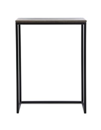 Photo of Stylish console table on white background. Interior element