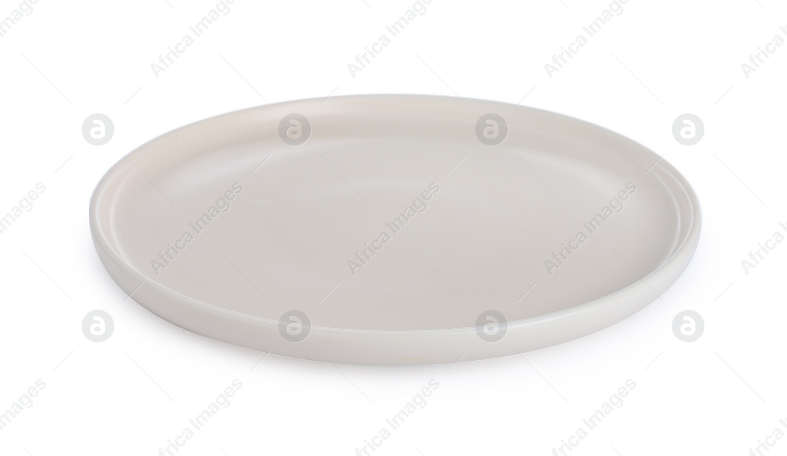 Photo of Empty beige ceramic plate isolated on white