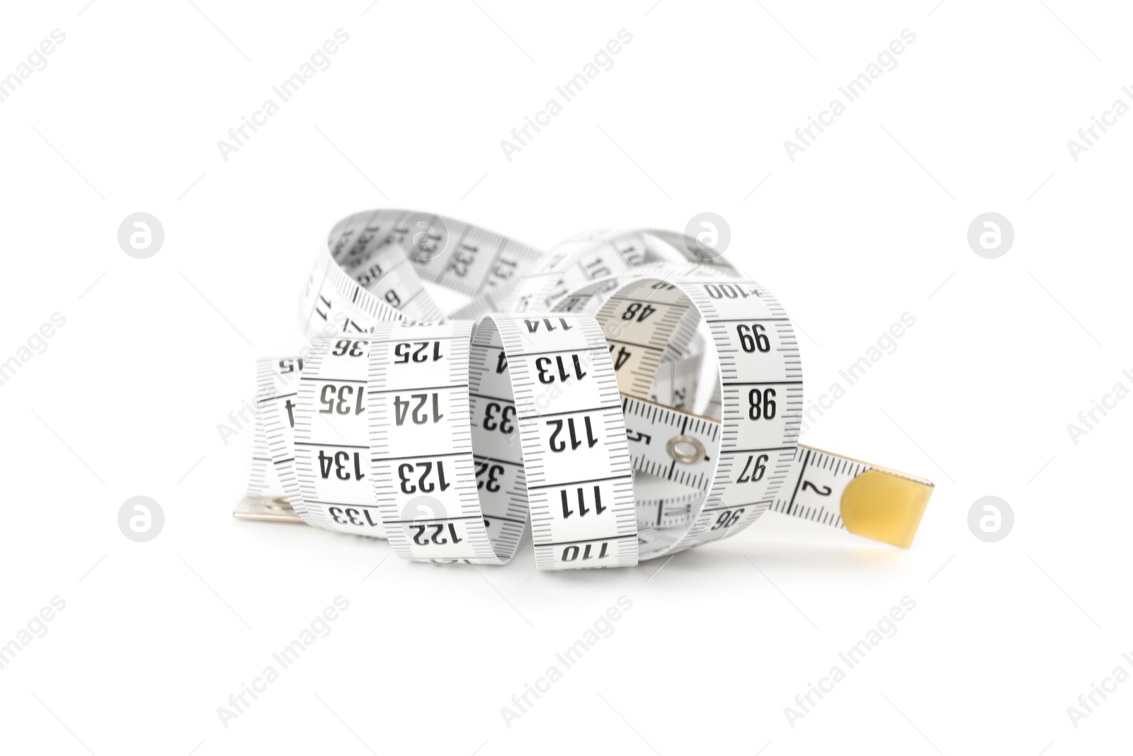 Photo of New measuring tape with scale isolated on white