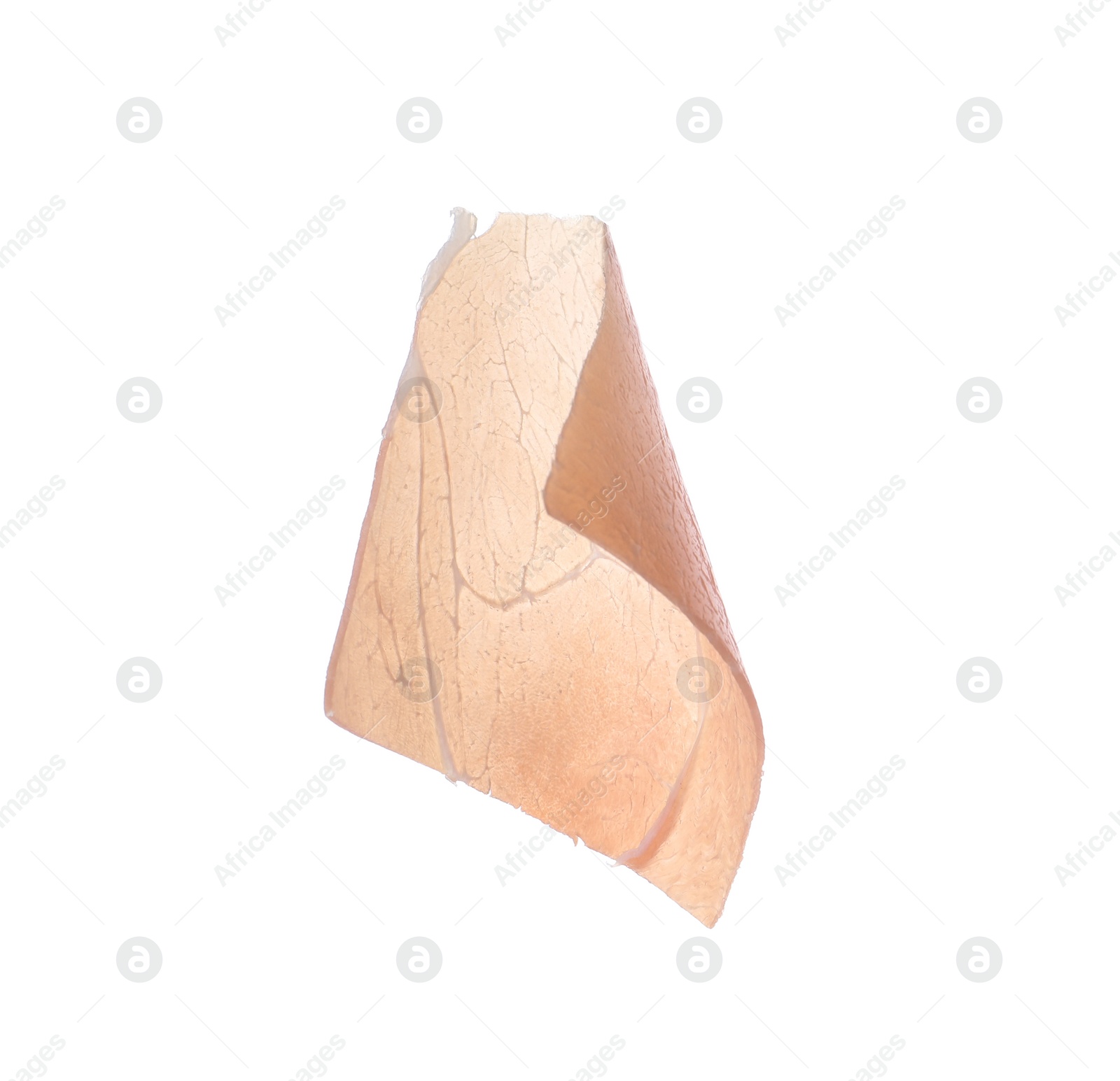 Photo of Slice of tasty prosciutto isolated on white