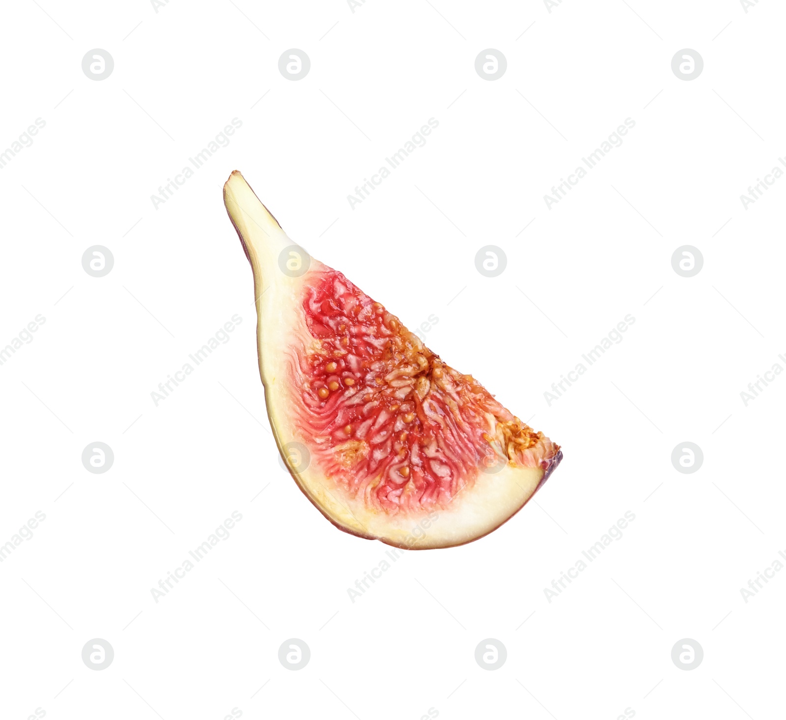 Photo of Slice of fresh ripe fig isolated on white