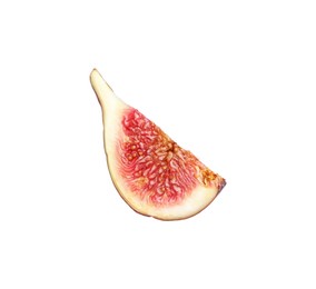 Photo of Slice of fresh ripe fig isolated on white