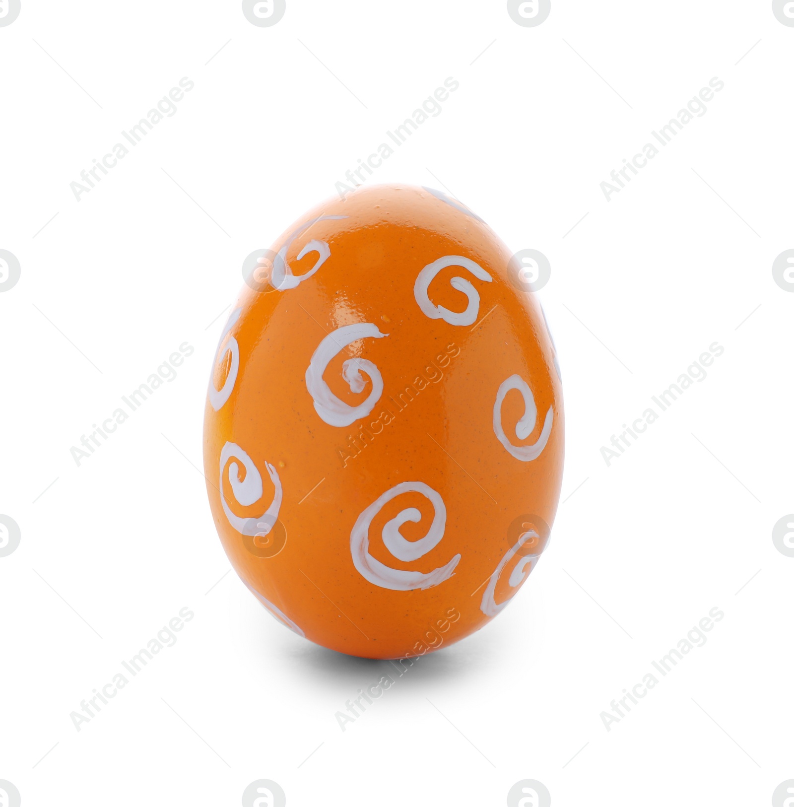 Photo of Decorated Easter egg on white background. Festive tradition