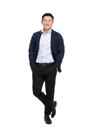 Photo of Businessman in suit posing on white background