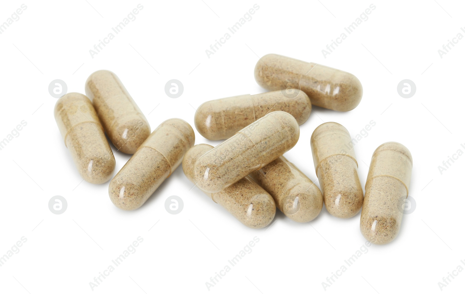 Photo of Vitamin capsules isolated on white. Health supplement