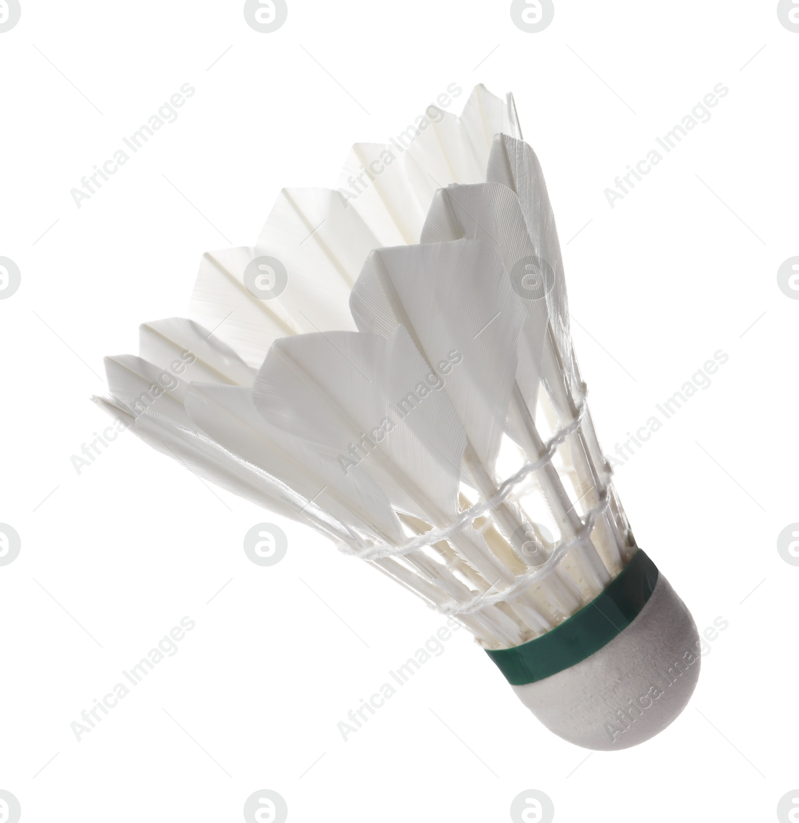 Photo of One feather badminton shuttlecock isolated on white