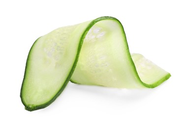 Photo of Slice of fresh cucumber isolated on white